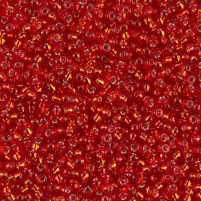 11/0 - SB0010 - Rouge-orange cœur argenté · Miyuki Rocaille