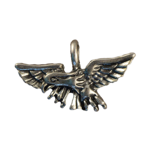 22x14 mm - Small pendant eagle with wings spread - Antique Silver