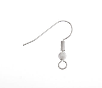 Ear Wire/Fish Hook / Ball & Spring / Silver Plated - LF/NF / 18mm