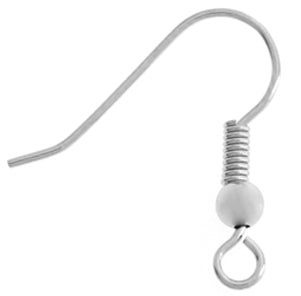 Ear Wire/Fish Hooks / w/Ball & Spring / SP/SN col.Nickel 18 mm