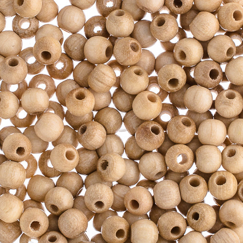 6mm - Round Wooden Beads / Ø=2 mm