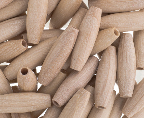 6x20mm - Wood Spaghetti Beads