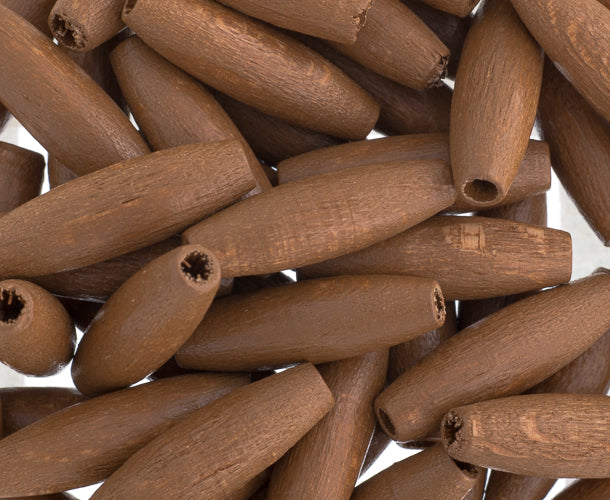 6x20mm - Wood Spaghetti Beads
