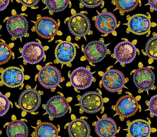 indigenous turtles 31000 - Black 100% Cotton Designer