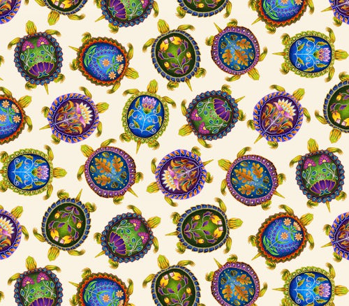 indigenous turtles 31000 - Cream 100% Cotton Designer