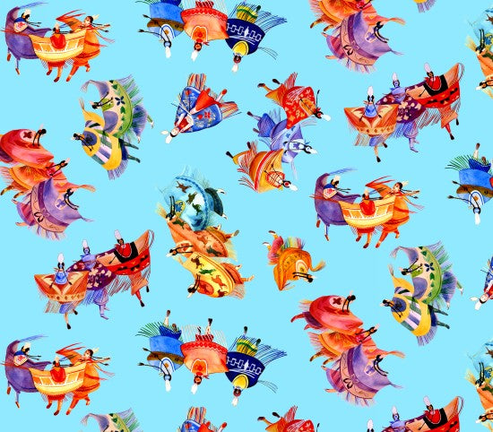 shawl dancers 32001 - Blue 100% Cotton Designer