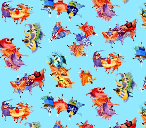 shawl dancers 32001 - Blue 100% Cotton Designer