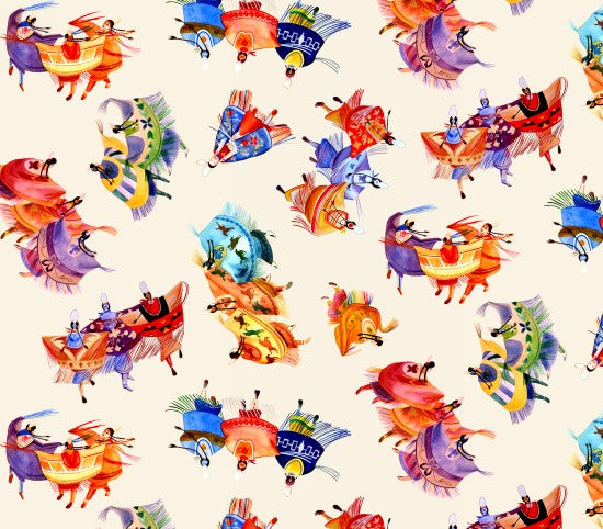 shawl dancers 32001 - Cream 100% Cotton Designer