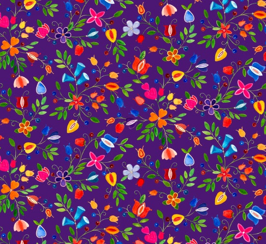Small Floral 32002 - Purple 100% Cotton Designer