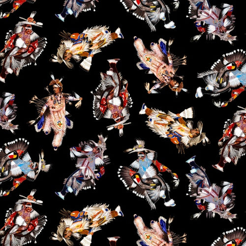 Pow wow dancers 32004 - Black 100% Cotton Designer