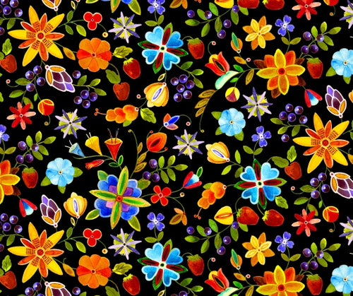 Woodland Delight 32006 - Black 100% Cotton Designer