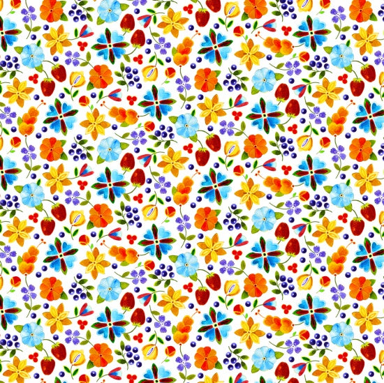 Woodland Delight Petite Floral - 32007 - White 100% Cotton Designer