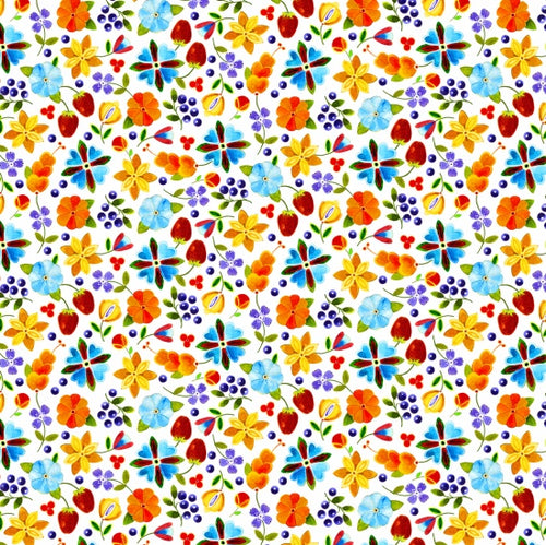Woodland Delight Petite Floral - 32007 - White 100% Cotton Designer