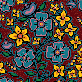 Ojibway Poppy Satin 36JTF1 - Burgundy 100% Polyester Designer