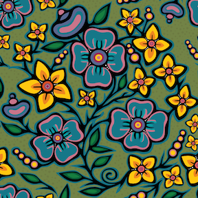 Ojibway Poppy Satin 36JTF1 - Moss Green 100% Polyester Designer