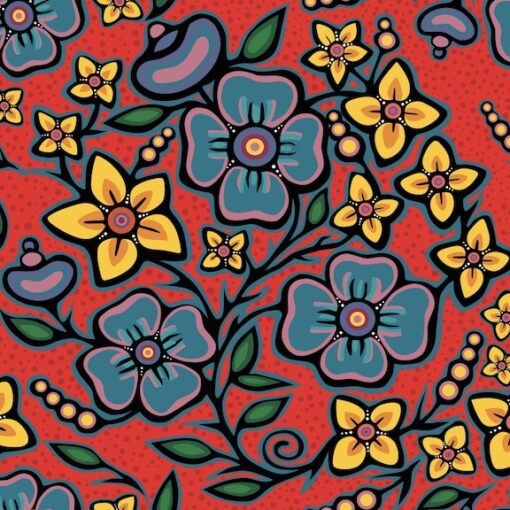 Ojibway Poppy Satin 36JTF1 - Red 100% Polyester Satin Designer