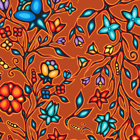 Ojibway Florals Satin 36JTF2 - Copper 100% Polyester Designer