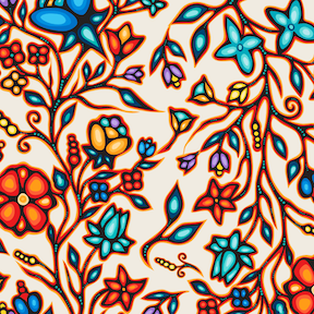 Ojibway Florals Satin 36JTF2 - Ivory 100% Polyester Designer