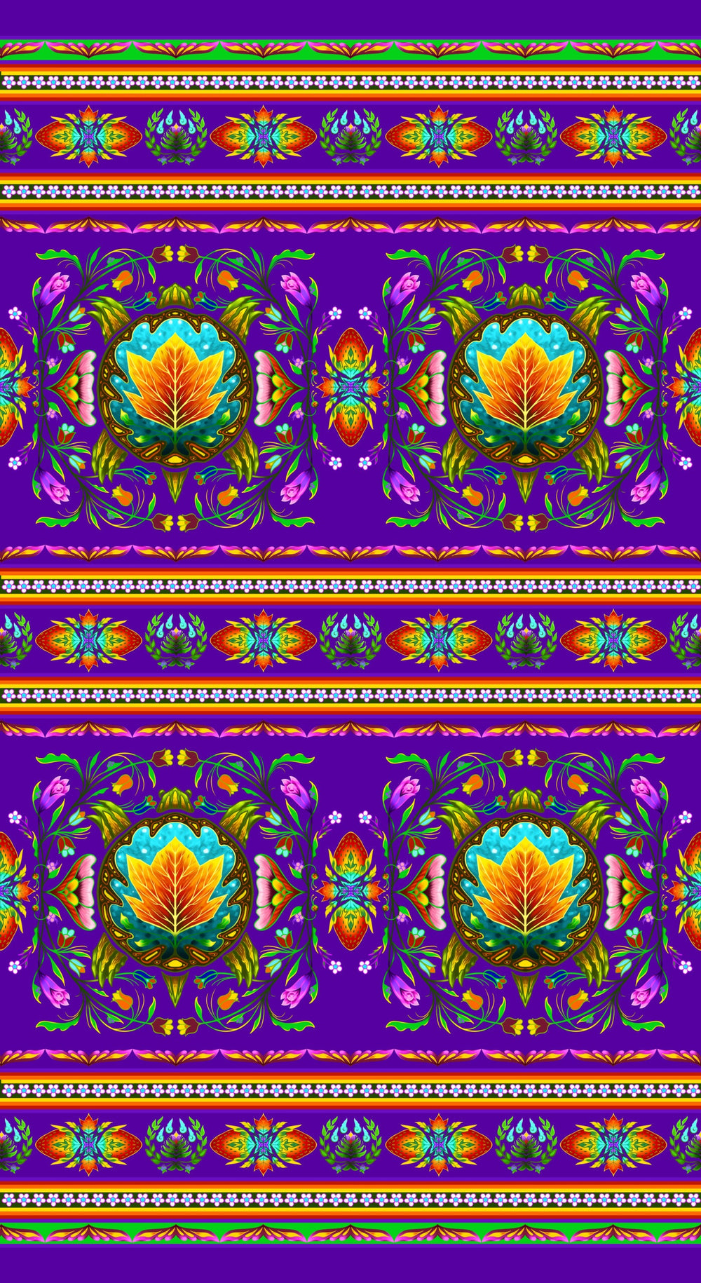 Turtle Island Stripe 37001 - Purple 100% Cotton Designer