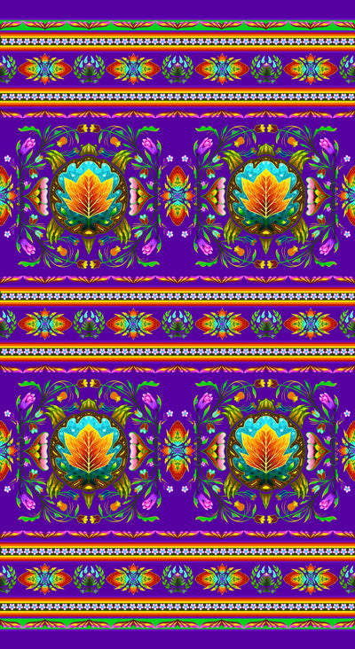 Turtle Island Stripe 37001 - Purple 100% Cotton Designer