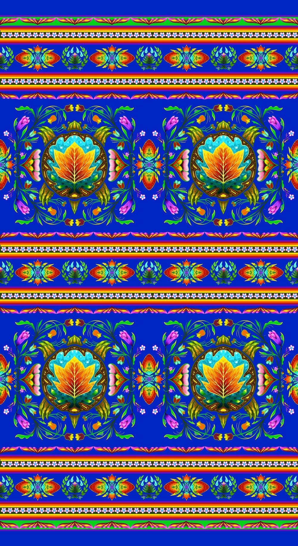 Turtle Island Stripe 37001 - Royal Blue 100% Cotton Designer