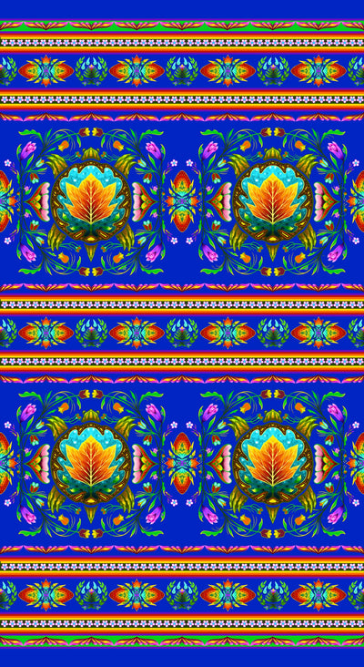 Turtle Island Stripe 37001 - Royal Blue 100% Cotton Designer
