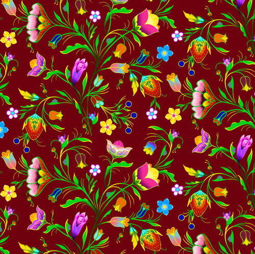 L'île de la Tortue 37002 - Bordeaux Tissu 100% coton designer