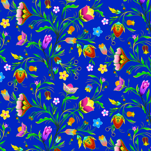 L'île de la Tortue 37002 - Bleu royal Tissu 100% coton designer