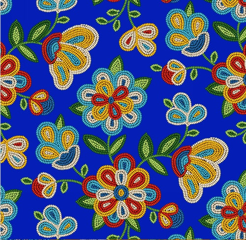 Beaded Floral 449 - Royal 100% Cotton Designer