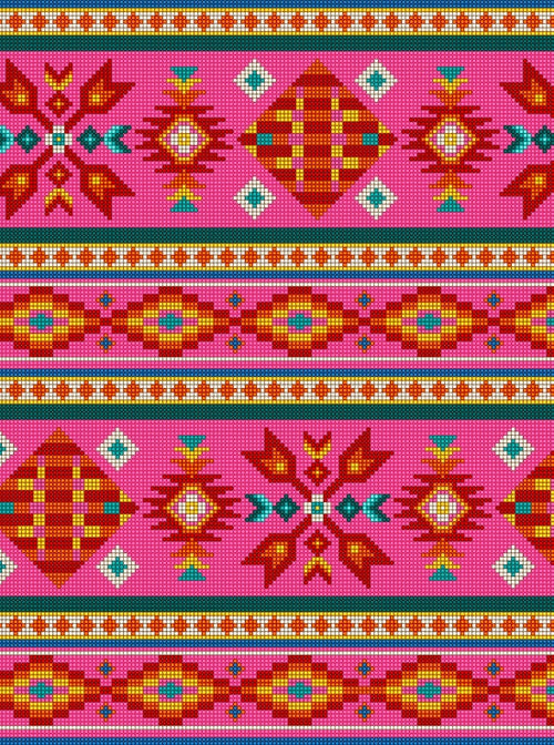 Beaded Stripes 450 - Pink 100% Cotton Designer