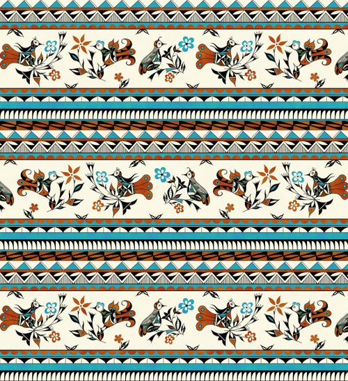 Heritage stripe 47002 - Turquoise 100% Cotton Designer