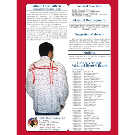 Cherokee Ribbon Shirt Pattern - Missouri River