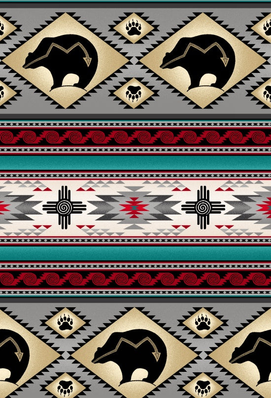 Bear Stripe 516 - Gray 100% Cotton Designer