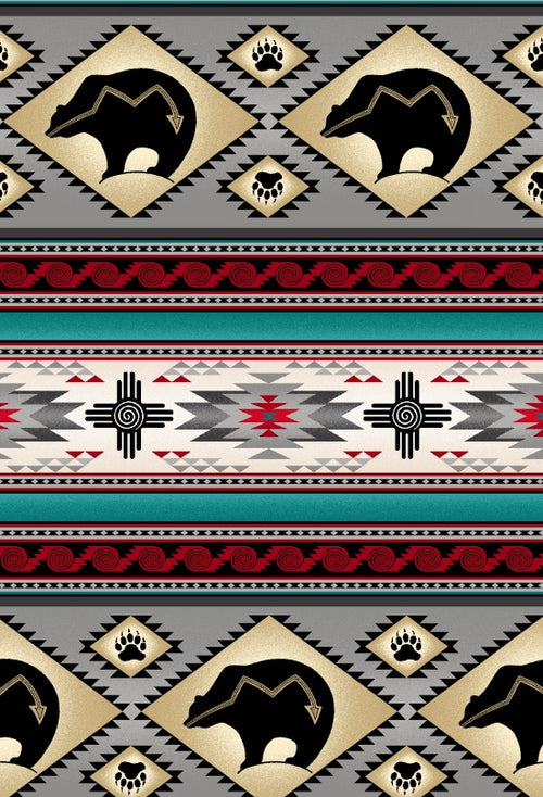 Bear Stripe 516 - Gray 100% Cotton Designer