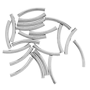 3x22mm - Metal beads curved tube nickel Plated · 100 pcs