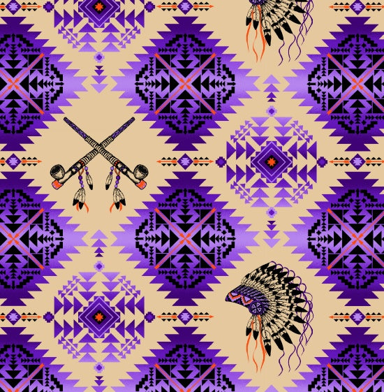 Headdress and Pipe 531 - Purple 100% Cotton Designer