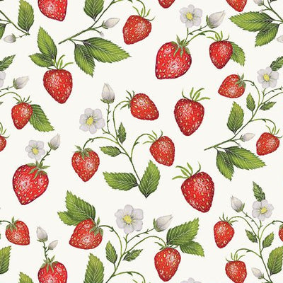 Strawberries 53313 - White 100% Cotton Designer