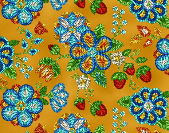 Beaded Strawberries  594 - Moosehide 100% Cotton Designer