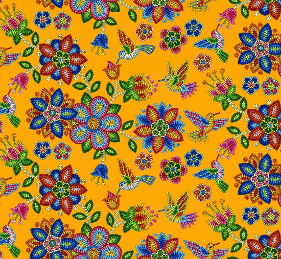 Beaded Hummingbird 640 - Orange 100% Cotton Designer