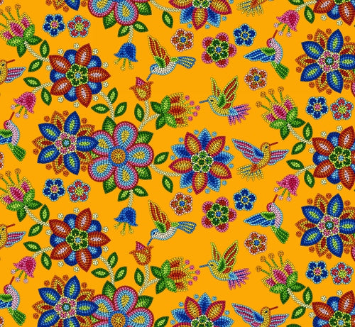 Beaded Hummingbird 640 - Orange 100% Cotton Designer