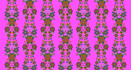 beaded braided flower 668 - Magenta 100% Cotton Designer