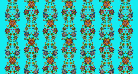 beaded braided flower 668 - Turquoise 100% Cotton Designer