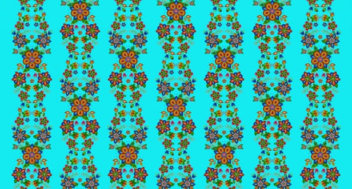beaded braided flower 668 - Turquoise 100% Cotton Designer