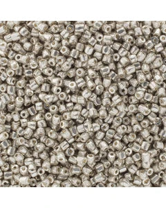 Preciosa Seedbead 3-Cut 9/0 - SB0013L Opaque Silver Terra Metallic Dyed