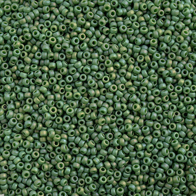 Miyuki Seed Beads 15/0 - SB4699 Opaque Frosted Glazed Rainbow Green Pine Matte AB