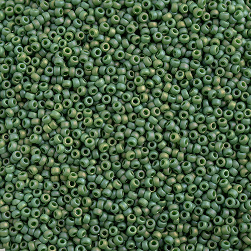 Miyuki Seed Beads 15/0 - SB4699 Opaque Frosted Glazed Rainbow Green Pine Matte AB