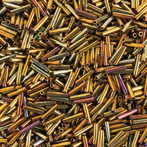 Miyuki Bugle Slender No.2 (6mm) - SLB0462 Opaque Metallic Gold Iris