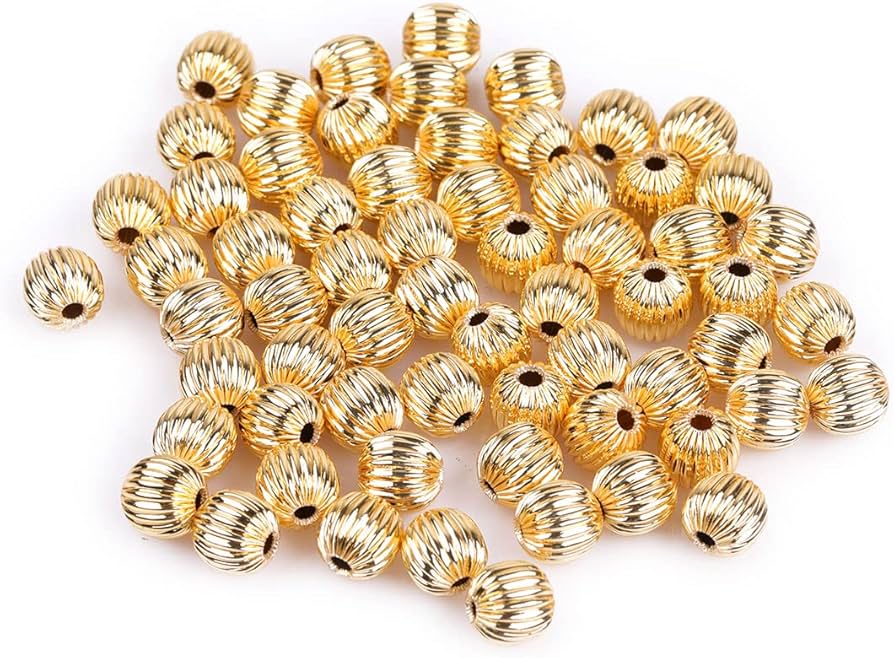Metal Beads Corrugated Gold · 100 pcs