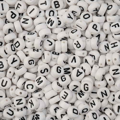 Perles alphabet disques blanc - 150g