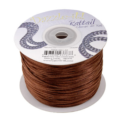 1 mm - 100 vg - Cordon queue de rat satiné · Couleurs variées